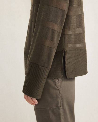 ORGANIC COTTON SHEER STRIPE BATEAU NECK SWEATER | Talbots