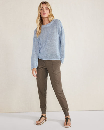 ORGANIC COTTON LINEN TAPE YARN CREWNECK SWEATER | Talbots
