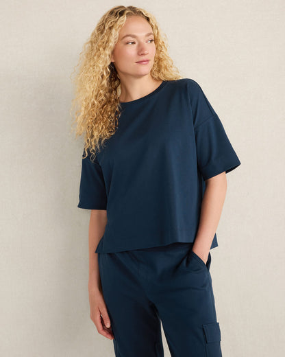PLAITED ORGANIC COTTON JERSEY TEE | Talbots
