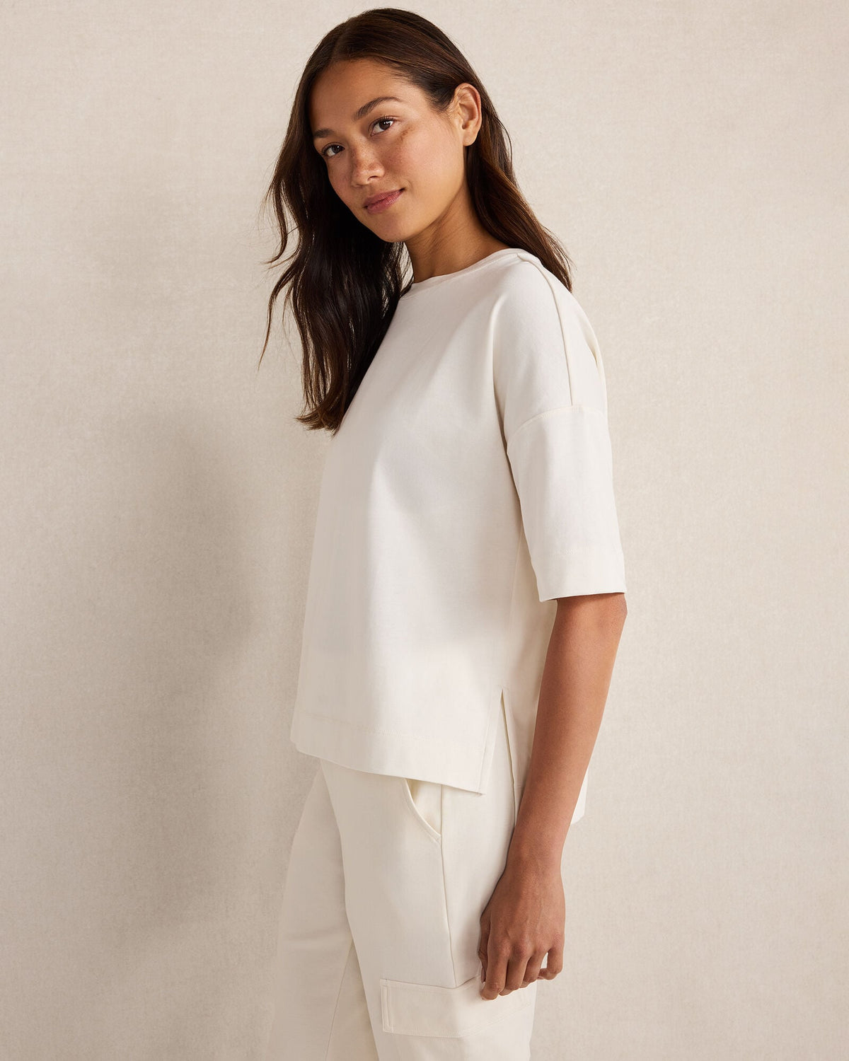 PLAITED ORGANIC COTTON JERSEY TEE | Talbots