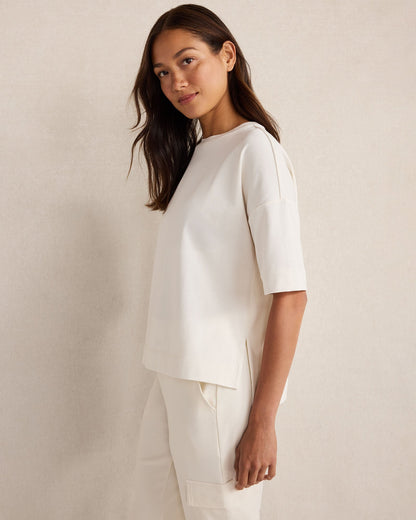 PLAITED ORGANIC COTTON JERSEY TEE | Talbots