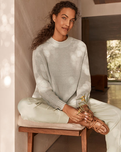 GARMENT-DYED ORGANIC COTTON ROLLNECK SWEATER | Talbots