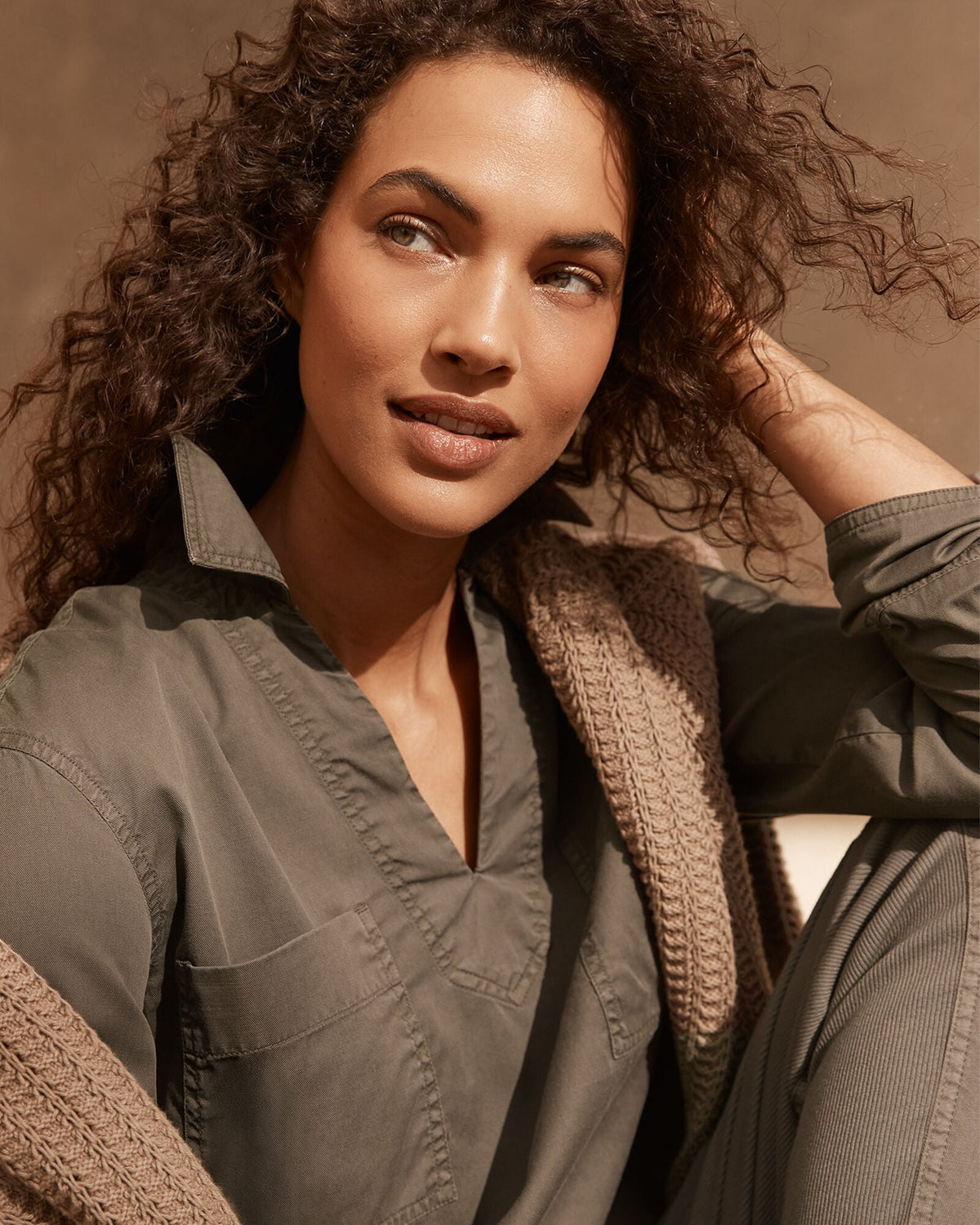 LIGHTWEIGHT TWILL COLLARED PULLOVER | Talbots