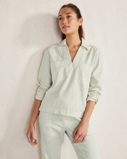LIGHTWEIGHT TWILL COLLARED PULLOVER | Talbots