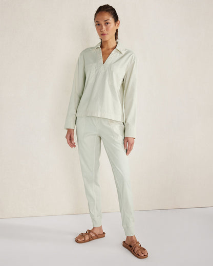 LIGHTWEIGHT TWILL COLLARED PULLOVER | Talbots
