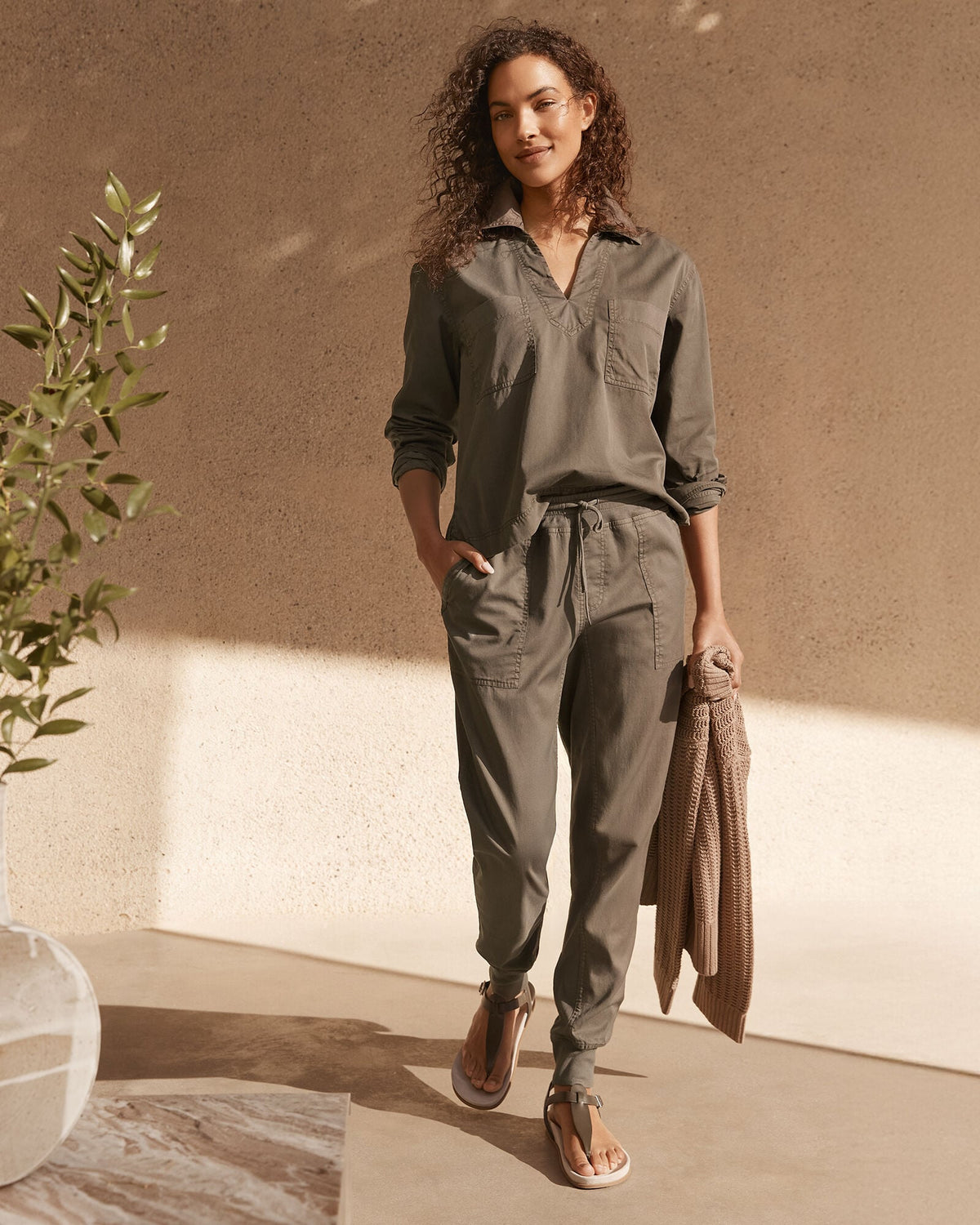 LIGHTWEIGHT TWILL COLLARED PULLOVER | Talbots