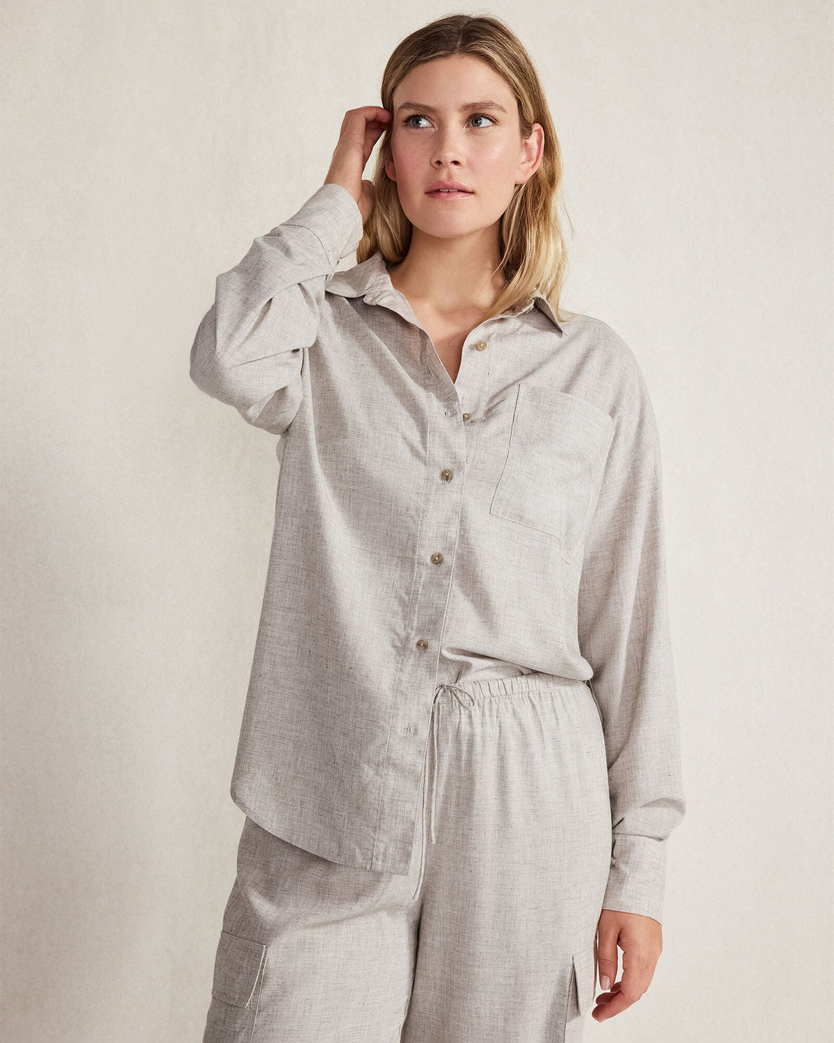 DRAPEY WOOL BUTTON DOWN TOP | Talbots