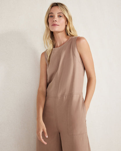LINEN BLEND WIDE LEG JUMPSUIT | Talbots