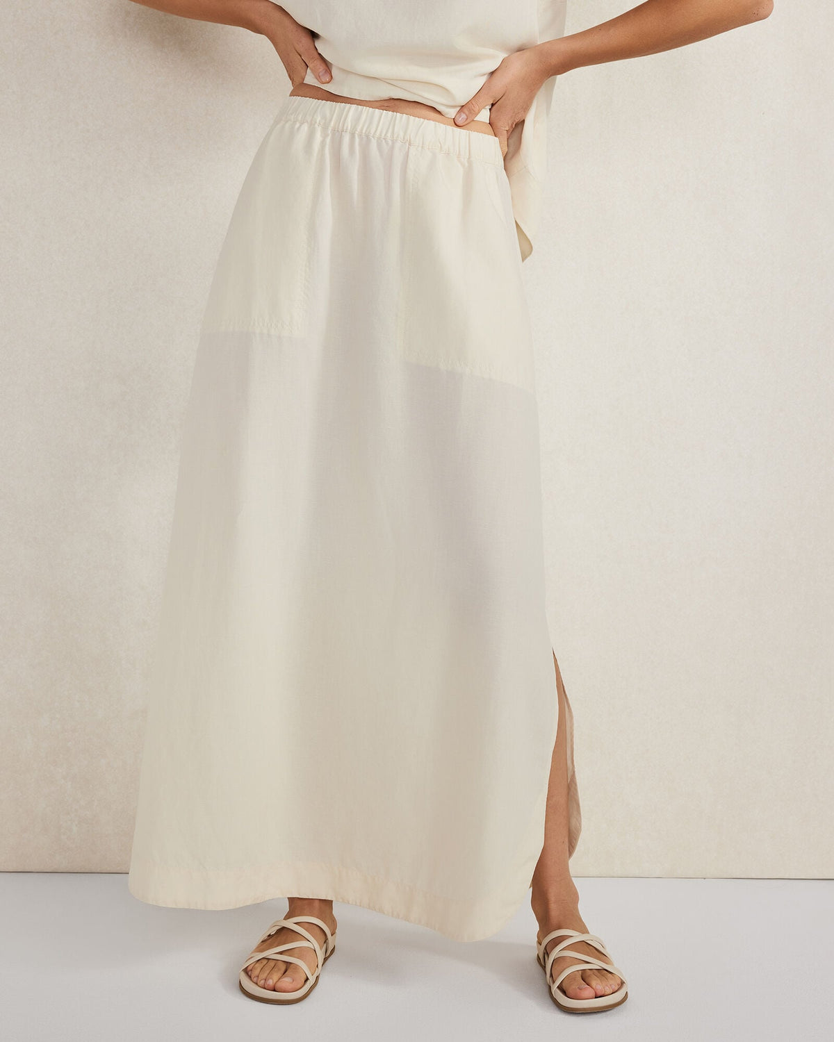 LINEN BLEND MAXI SHIRTTAIL SKIRT | Talbots