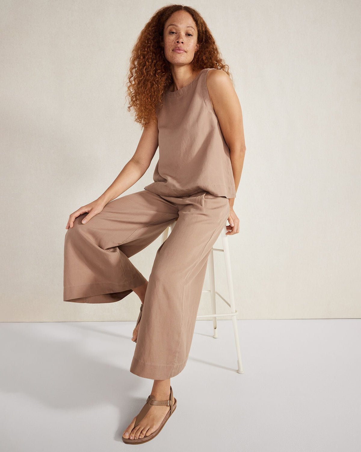LINEN BLEND BATEAU NECK TOP | Talbots