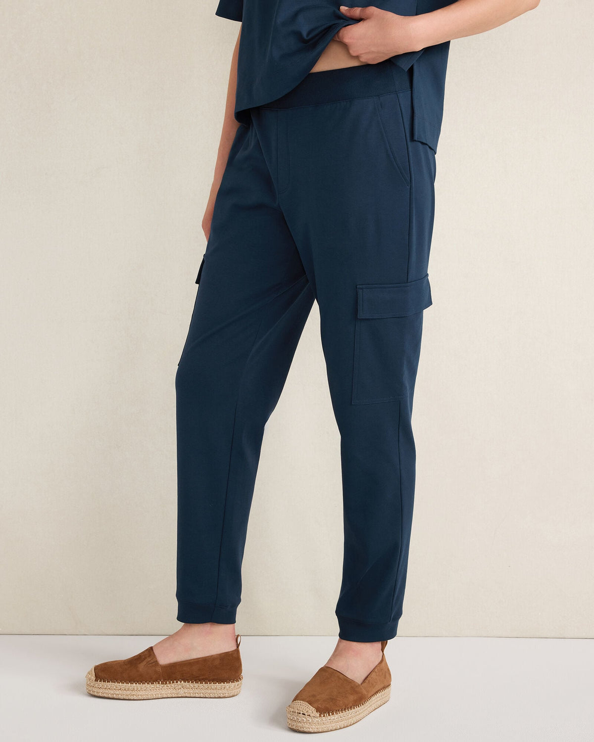 ORGANIC COTTON INTERLOCK CARGO PANTS | Talbots