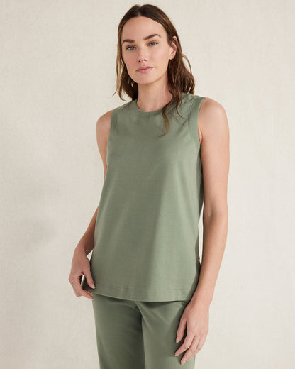 ORGANIC COTTON INTERLOCK SLEEVELESS TUNIC | Talbots