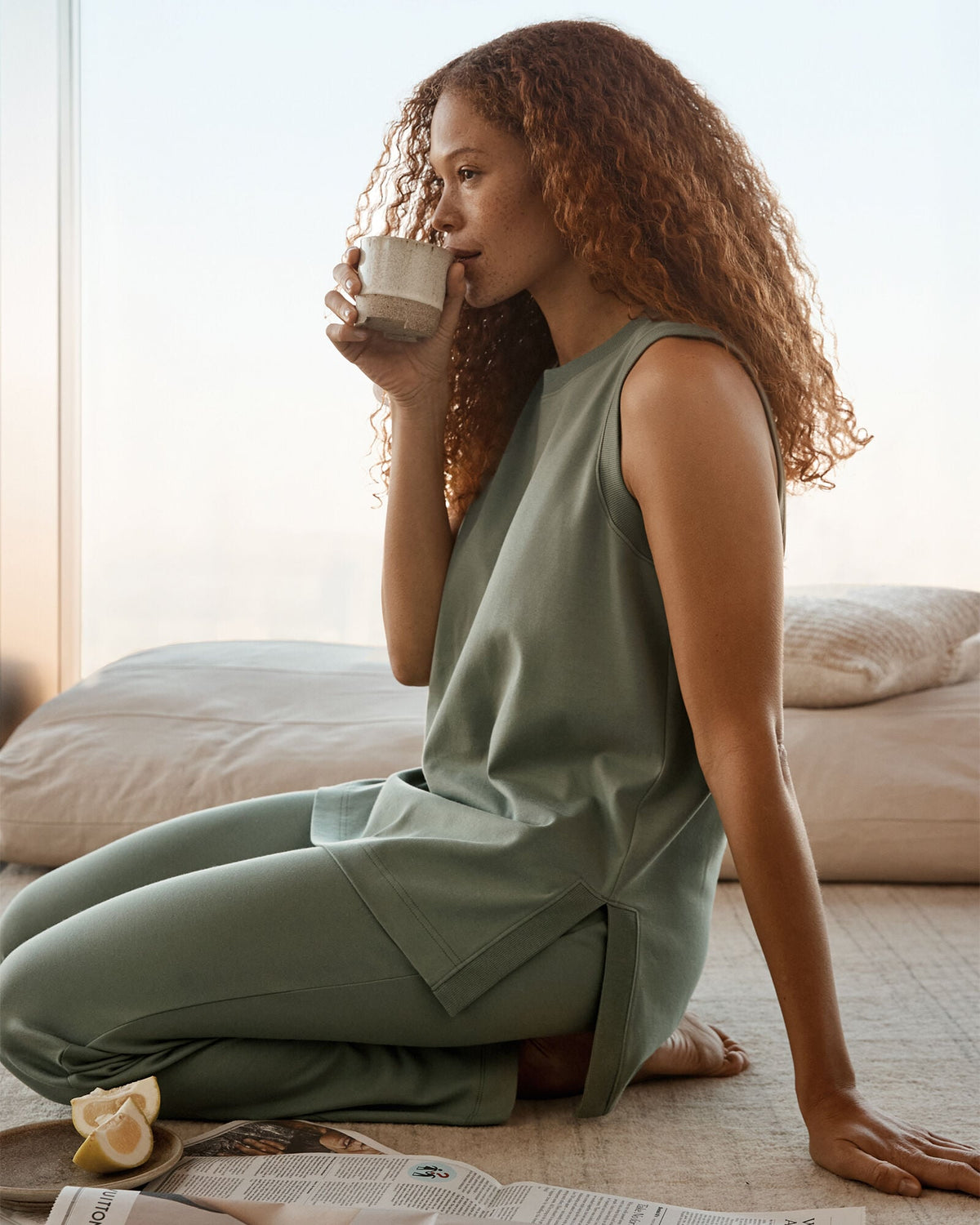 ORGANIC COTTON INTERLOCK SLEEVELESS TUNIC | Talbots