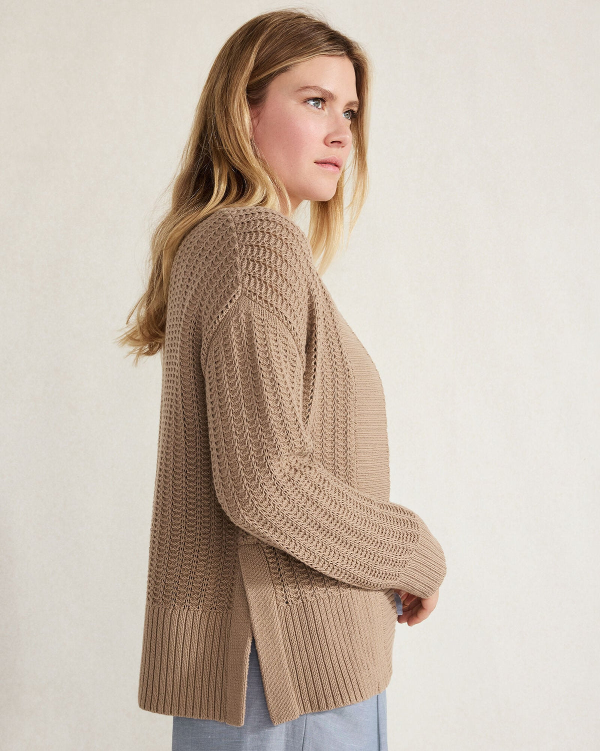 ORGANIC COTTON OPEN STITCH CARDIGAN | Talbots