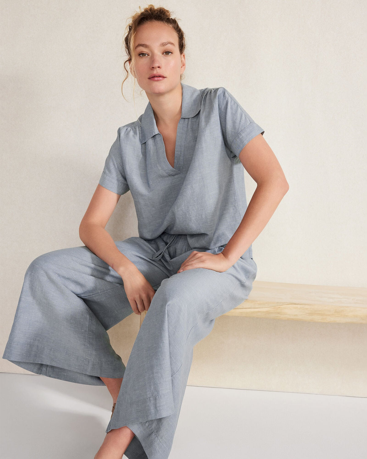LINEN BLEND COLLARED SHIRT | Talbots