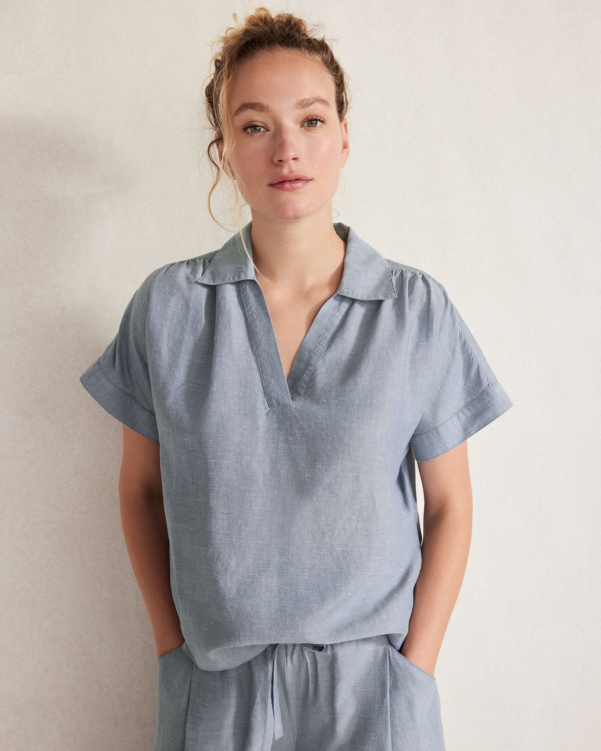 LINEN BLEND COLLARED SHIRT | Talbots
