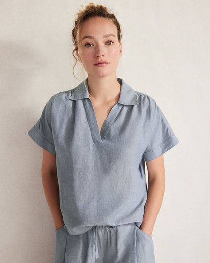 LINEN BLEND COLLARED SHIRT | Talbots
