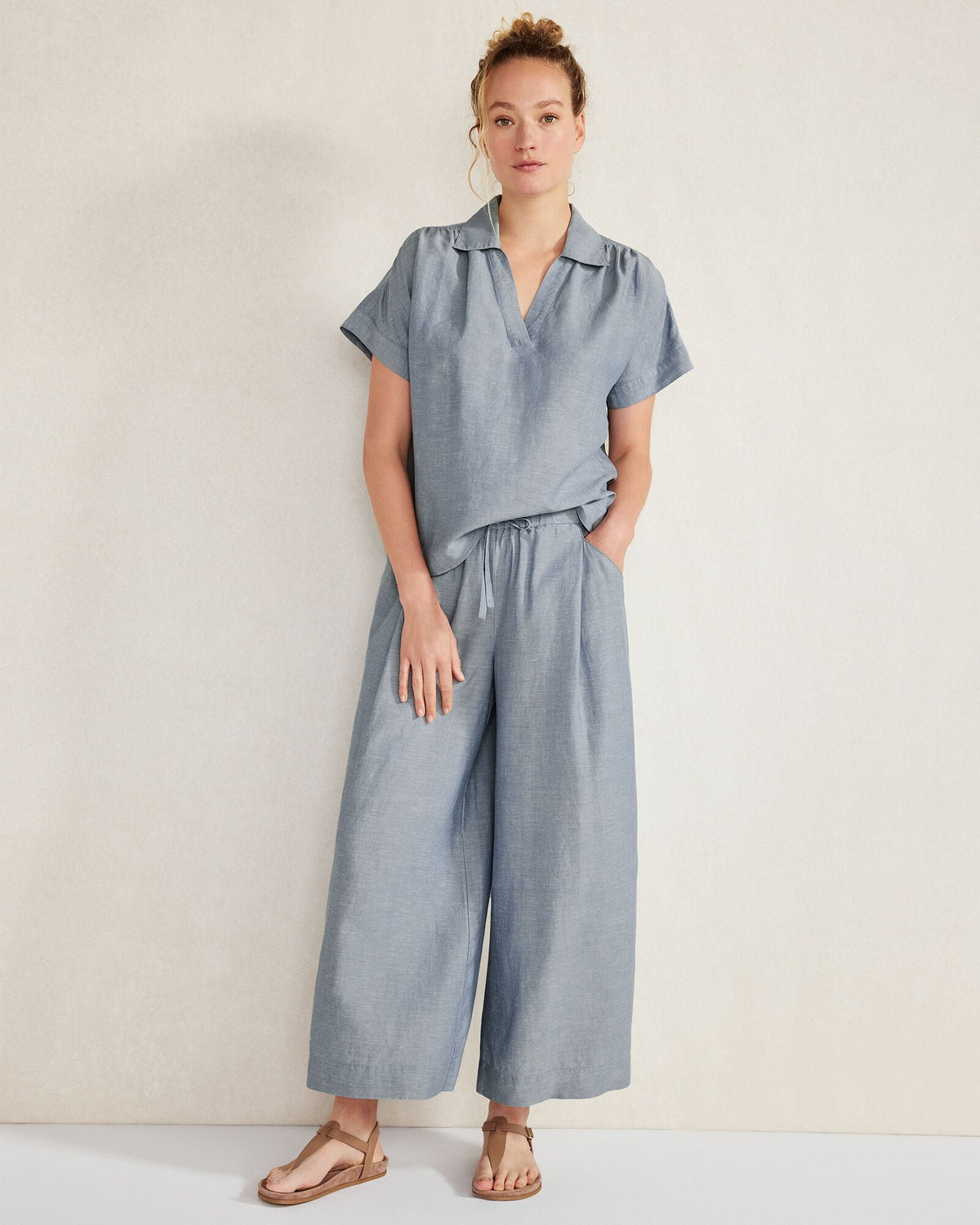 LINEN BLEND COLLARED SHIRT | Talbots