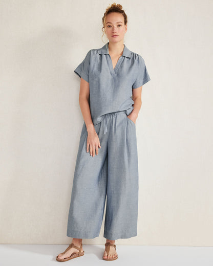 LINEN BLEND COLLARED SHIRT | Talbots
