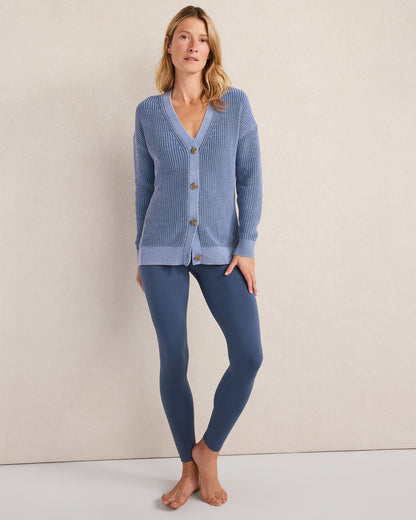 GARMENT-DYED ORGANIC COTTON SHAKER STITCH CARDIGAN | Talbots