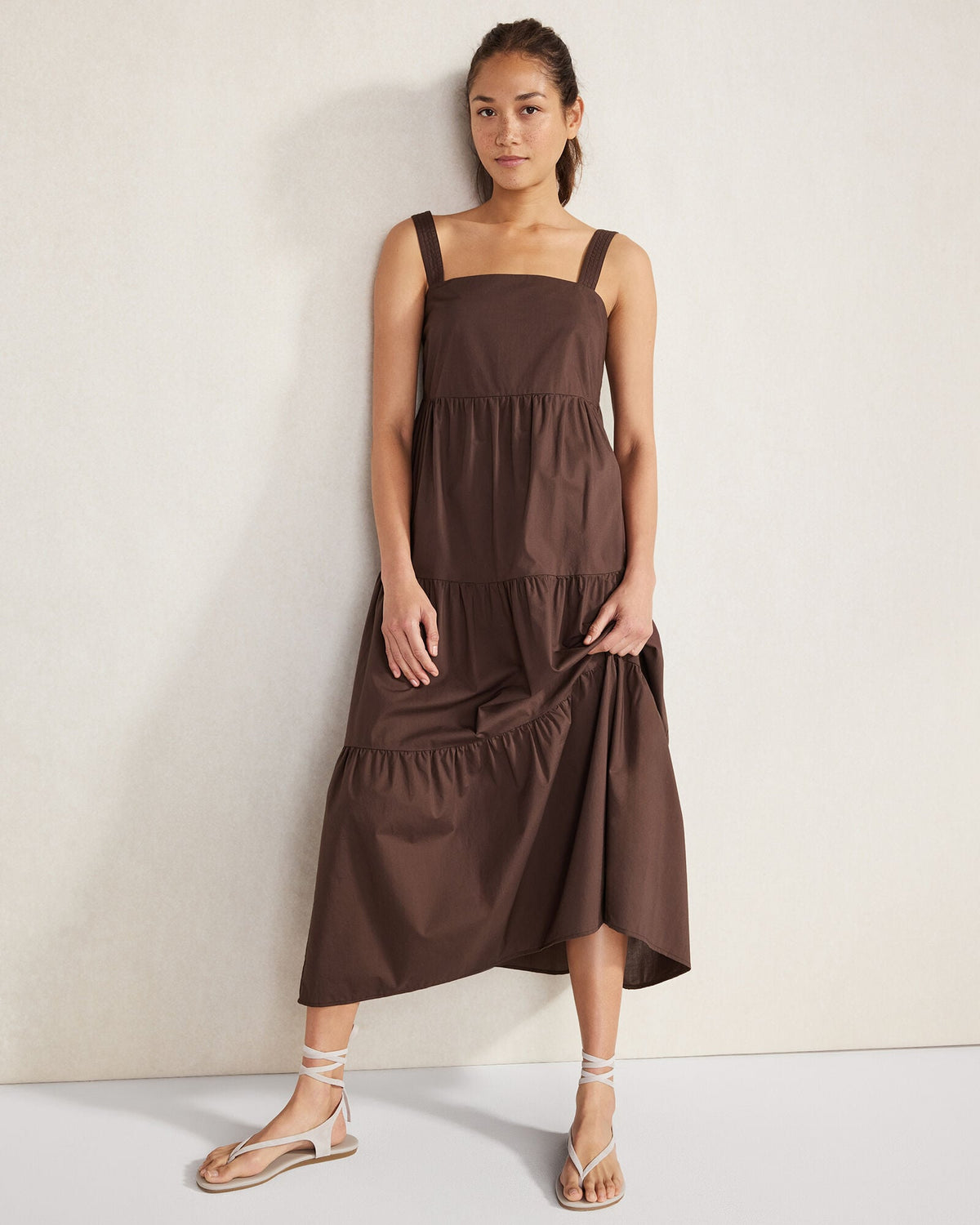 ORGANIC COTTON POPLIN MIDI DRESS | Talbots