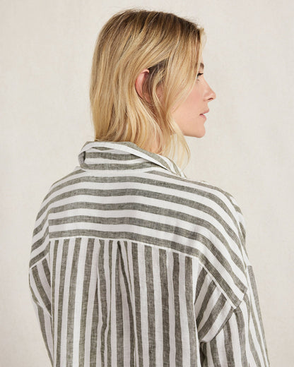 LINEN STRIPED BOXY SHIRT | Talbots
