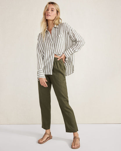 LINEN STRIPED BOXY SHIRT | Talbots