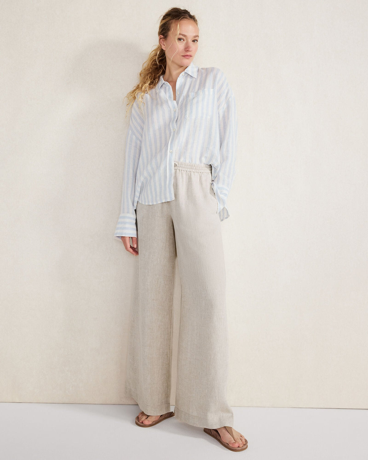 LINEN STRIPED BOXY SHIRT | Talbots