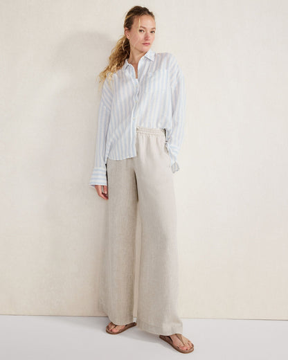 LINEN STRIPED BOXY SHIRT | Talbots