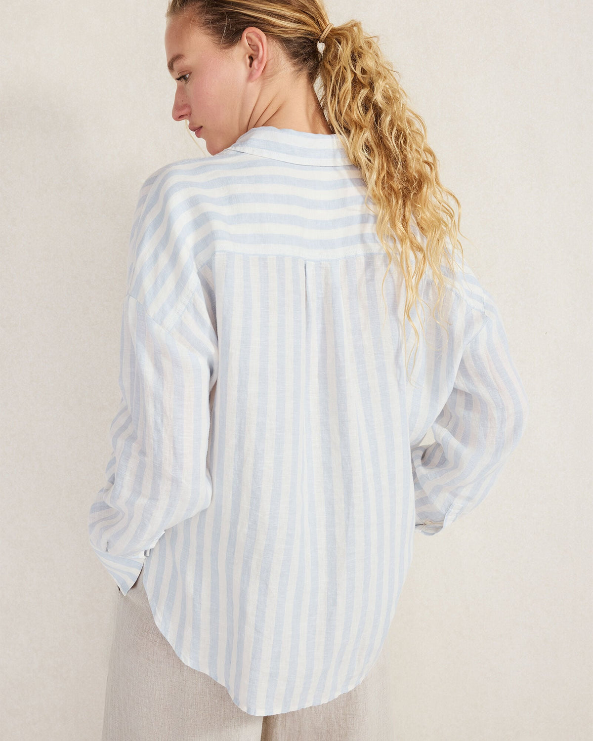 LINEN STRIPED BOXY SHIRT | Talbots