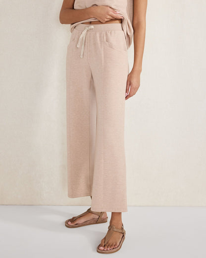FLEECE PINTUCK CROPPED WIDE LEG PANTS | Talbots