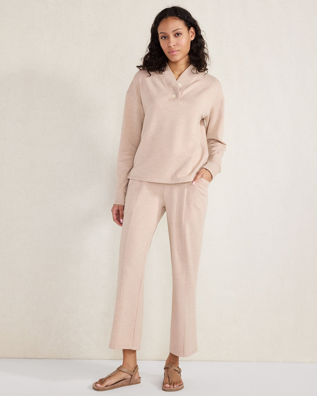 FLEECE PINTUCK CROPPED WIDE LEG PANTS | Talbots