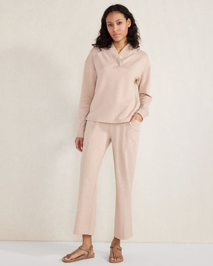 FLEECE PINTUCK CROPPED WIDE LEG PANTS | Talbots