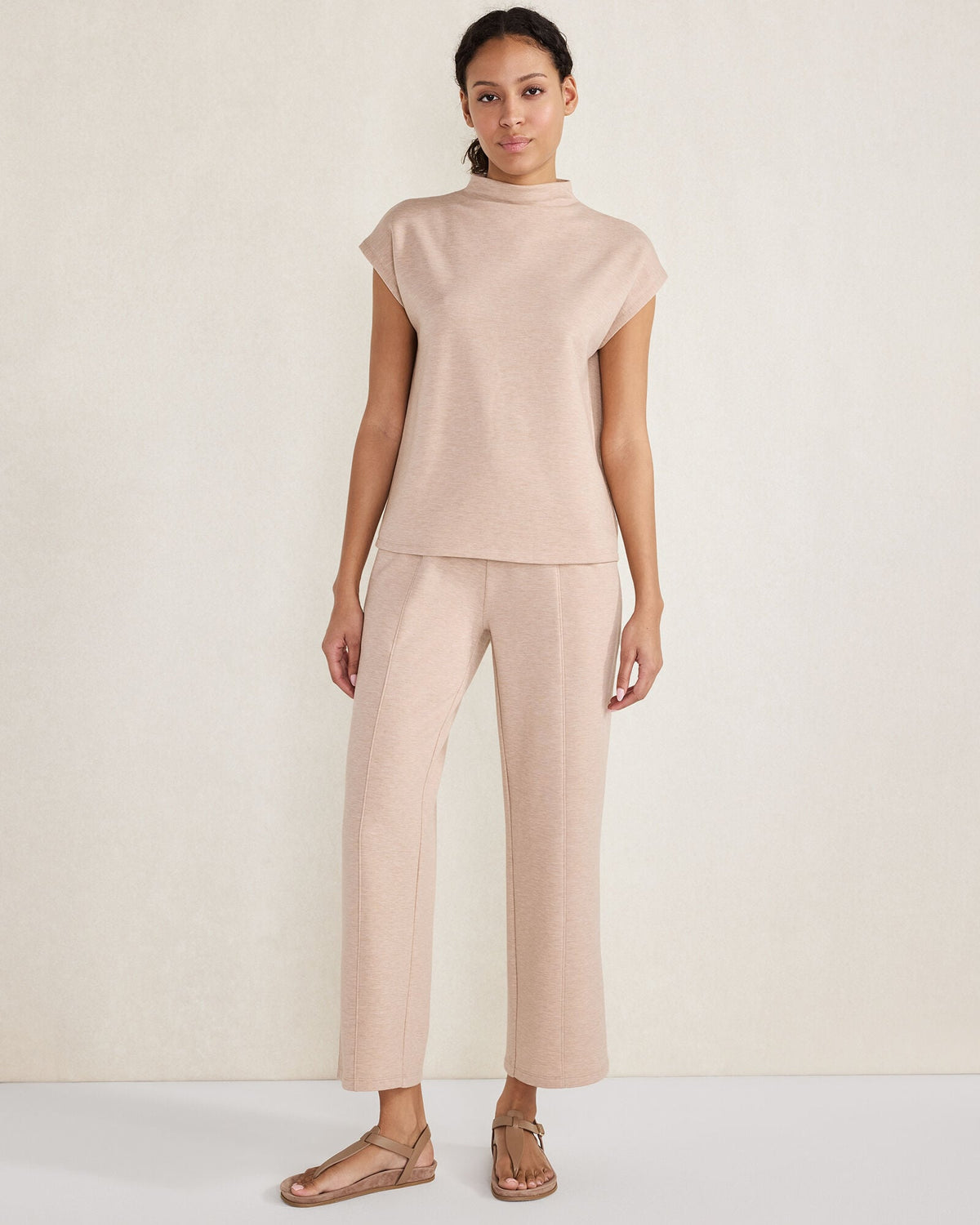 FLEECE PINTUCK CROPPED WIDE LEG PANTS | Talbots