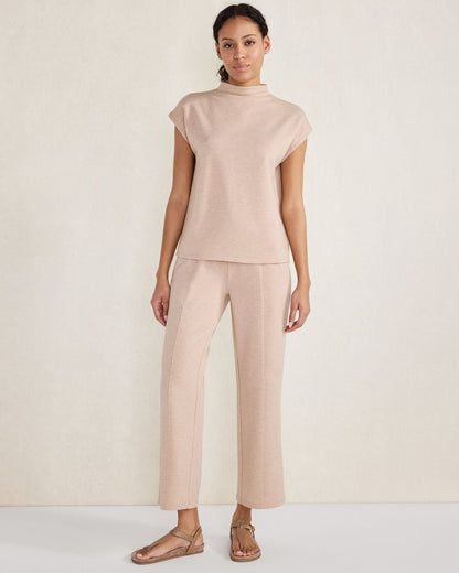 FLEECE PINTUCK CROPPED WIDE LEG PANTS | Talbots