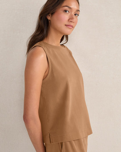 ORGANIC COTTON INTERLOCK SLEEVELESS TOP | Talbots