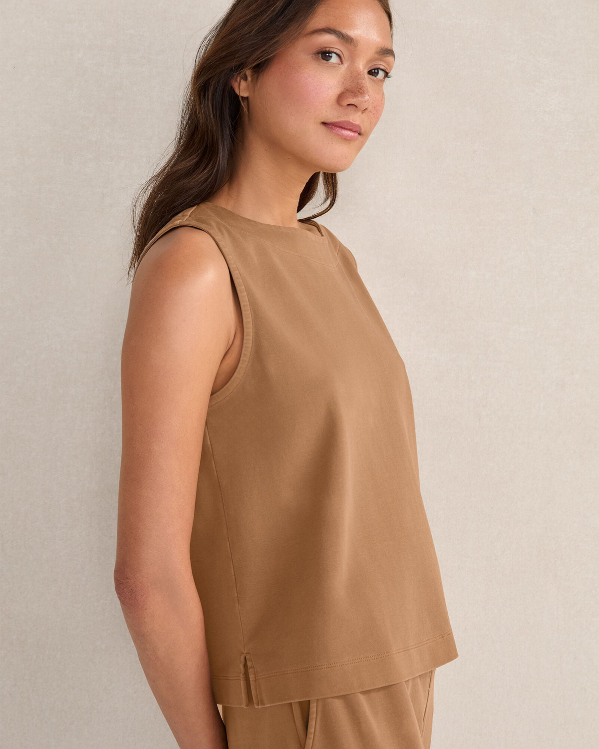 ORGANIC COTTON INTERLOCK SLEEVELESS TOP | Talbots