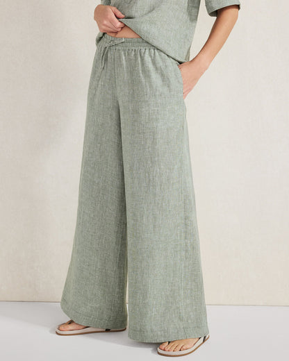 LINEN WIDE LEG PANTS | Talbots