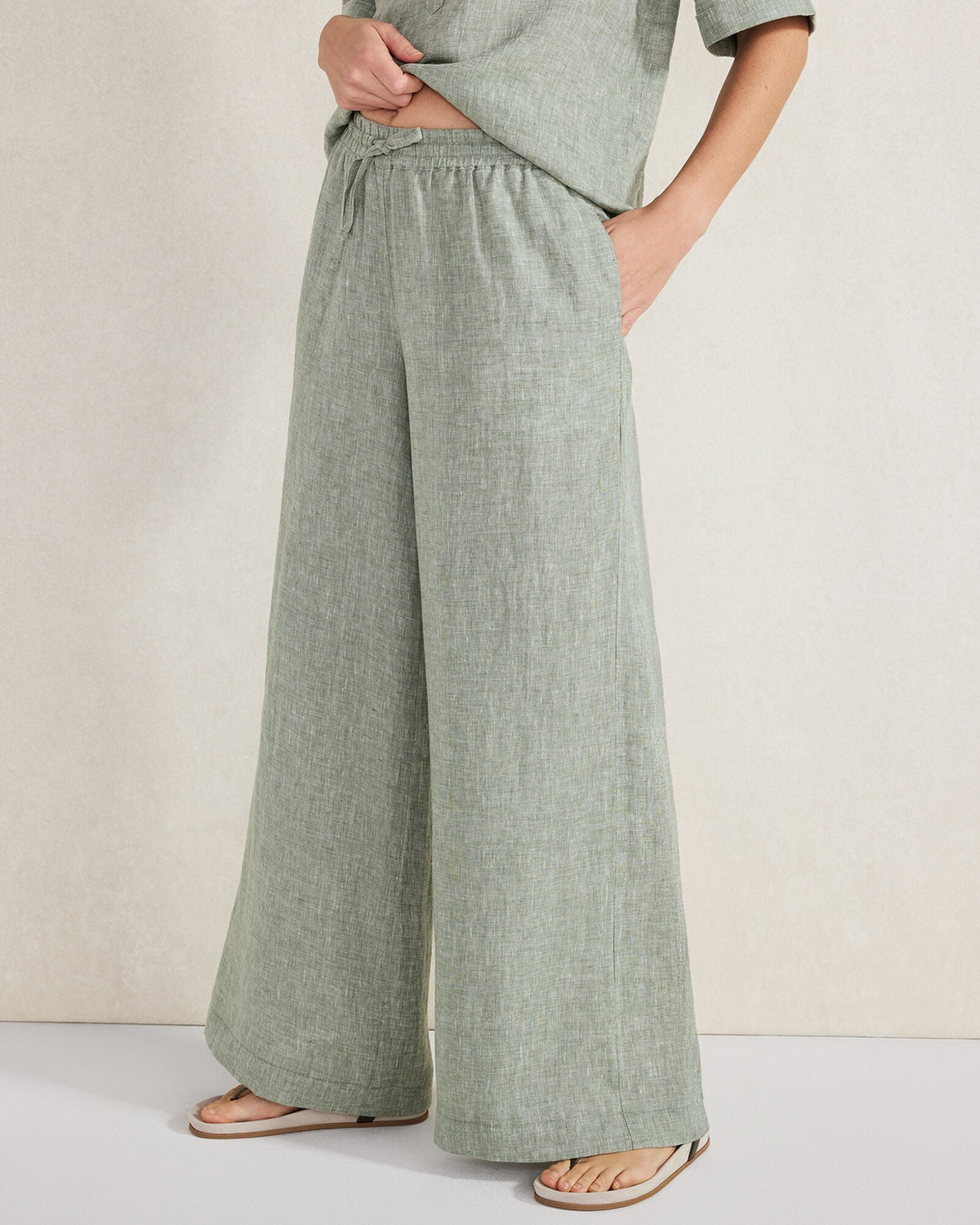 LINEN WIDE LEG PANTS | Talbots