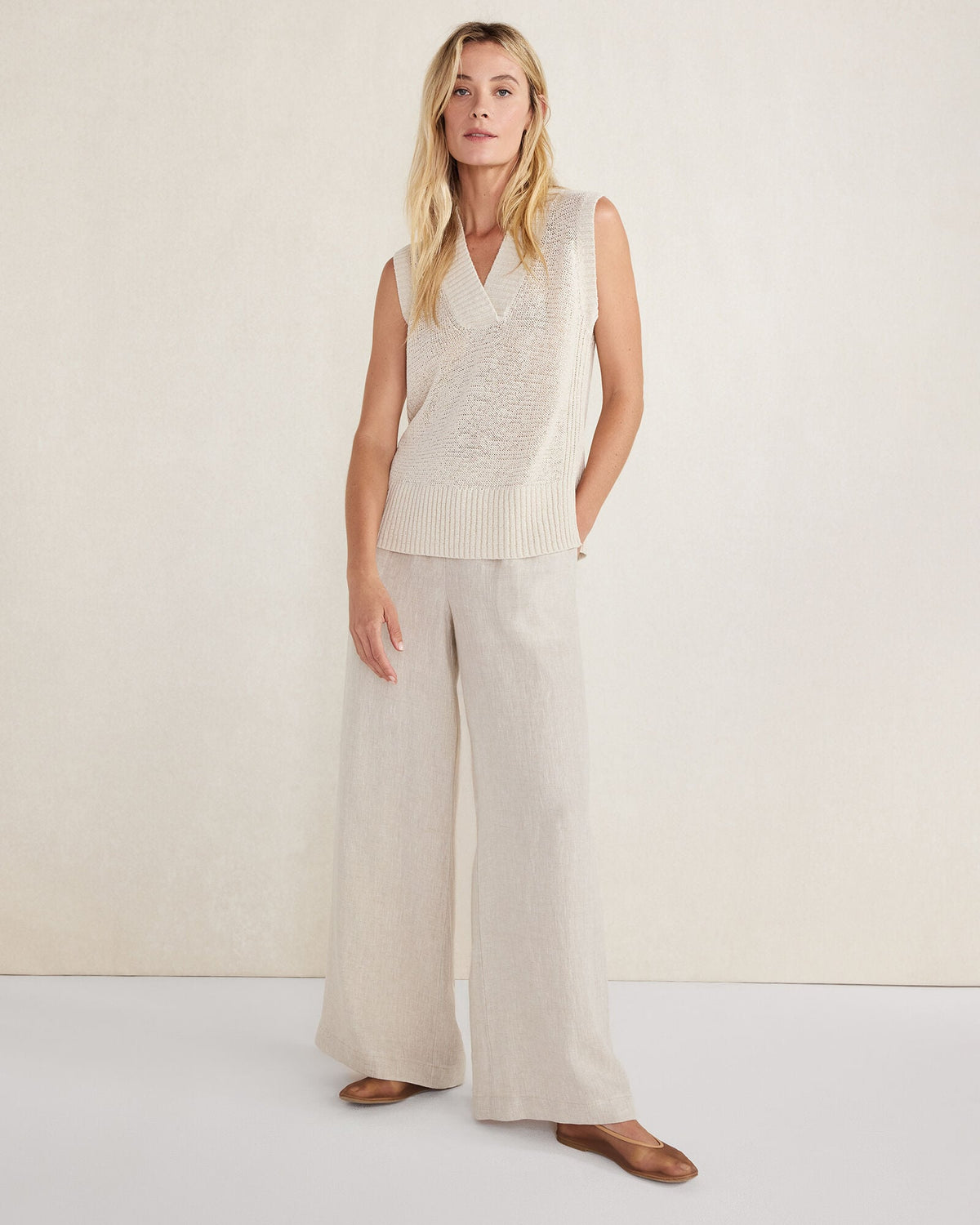 LINEN WIDE LEG PANTS | Talbots