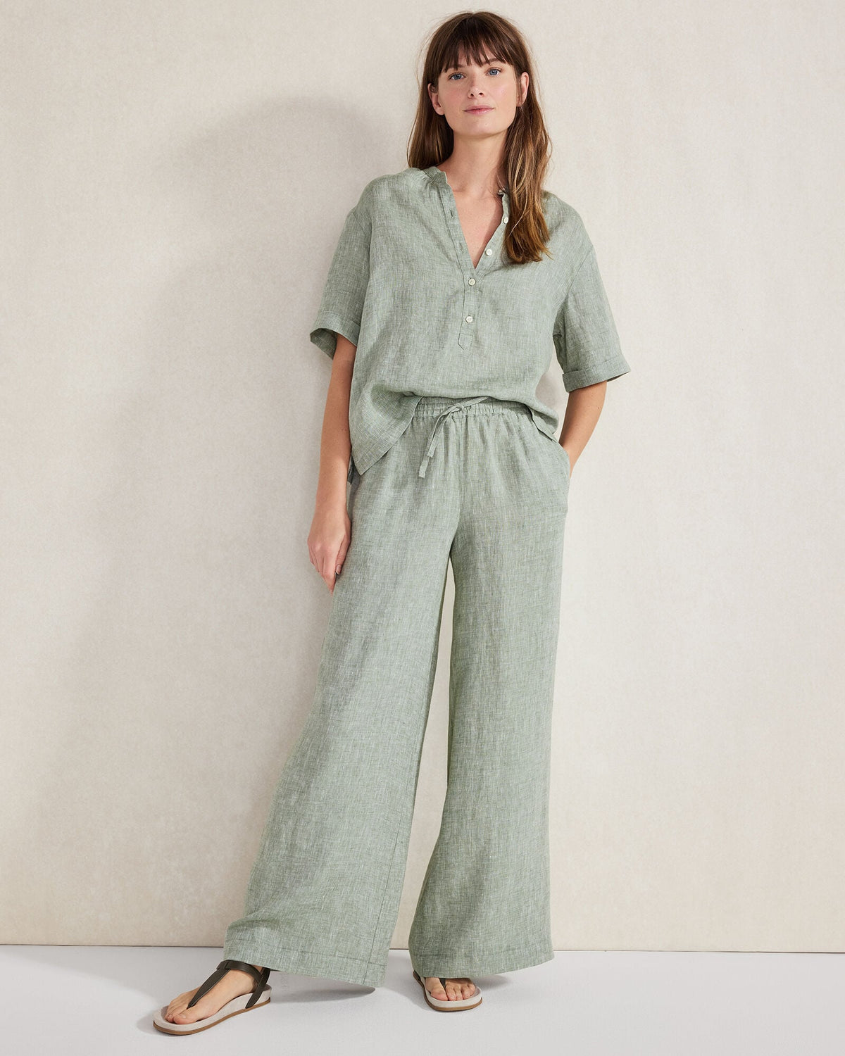 LINEN WIDE LEG PANTS | Talbots