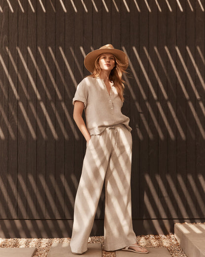 LINEN WIDE LEG PANTS | Talbots