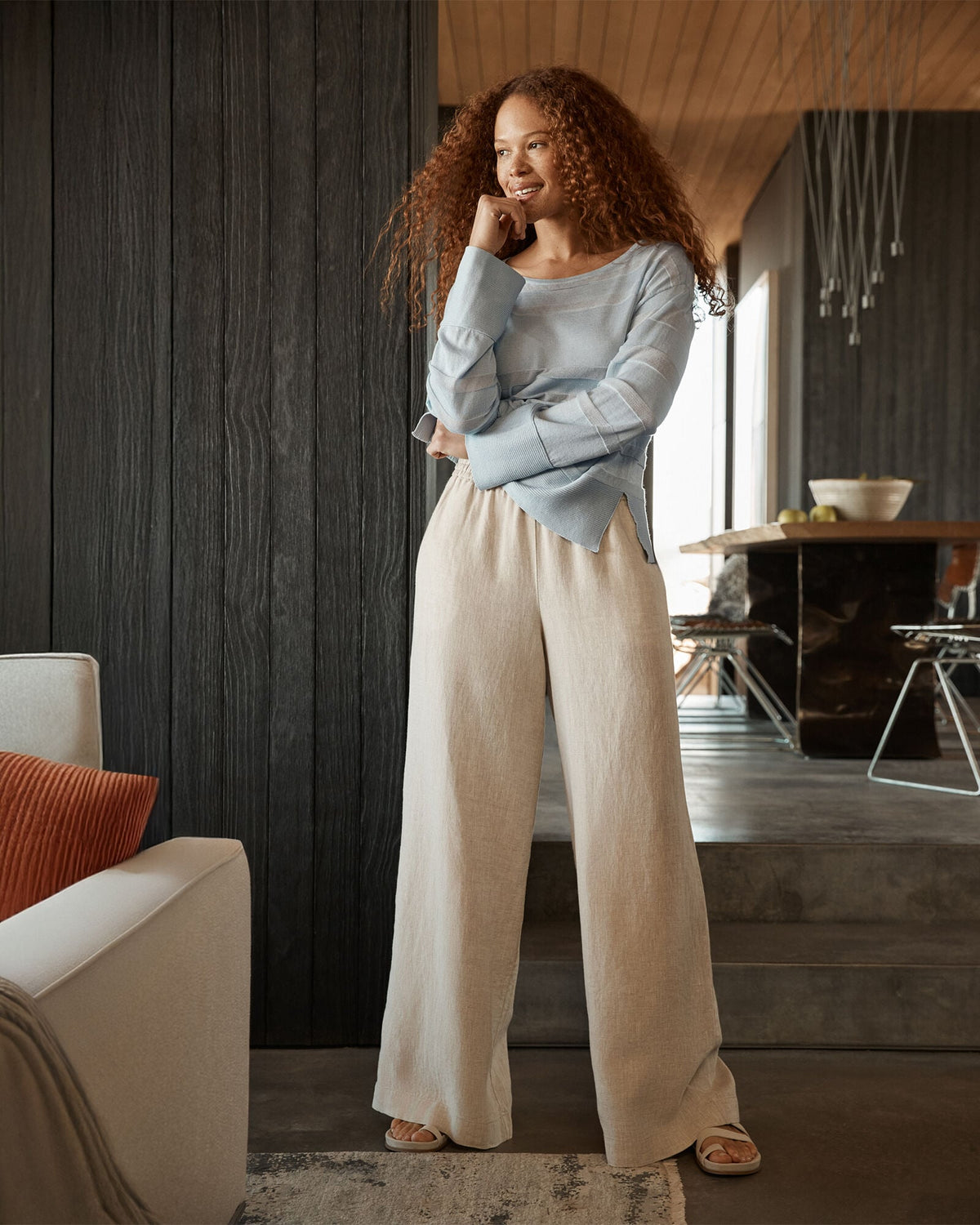 LINEN WIDE LEG PANTS | Talbots