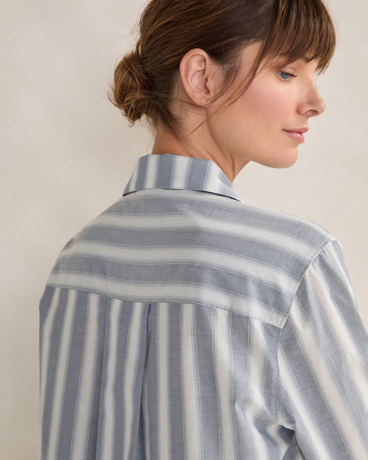 ORGANIC COTTON POPLIN MIXED STRIPE PAJAMA SHIRT | Talbots