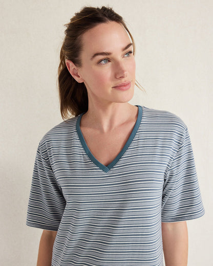 ORGANIC COTTON JERSEY TONAL STRIPE SLEEP DRESS | Talbots
