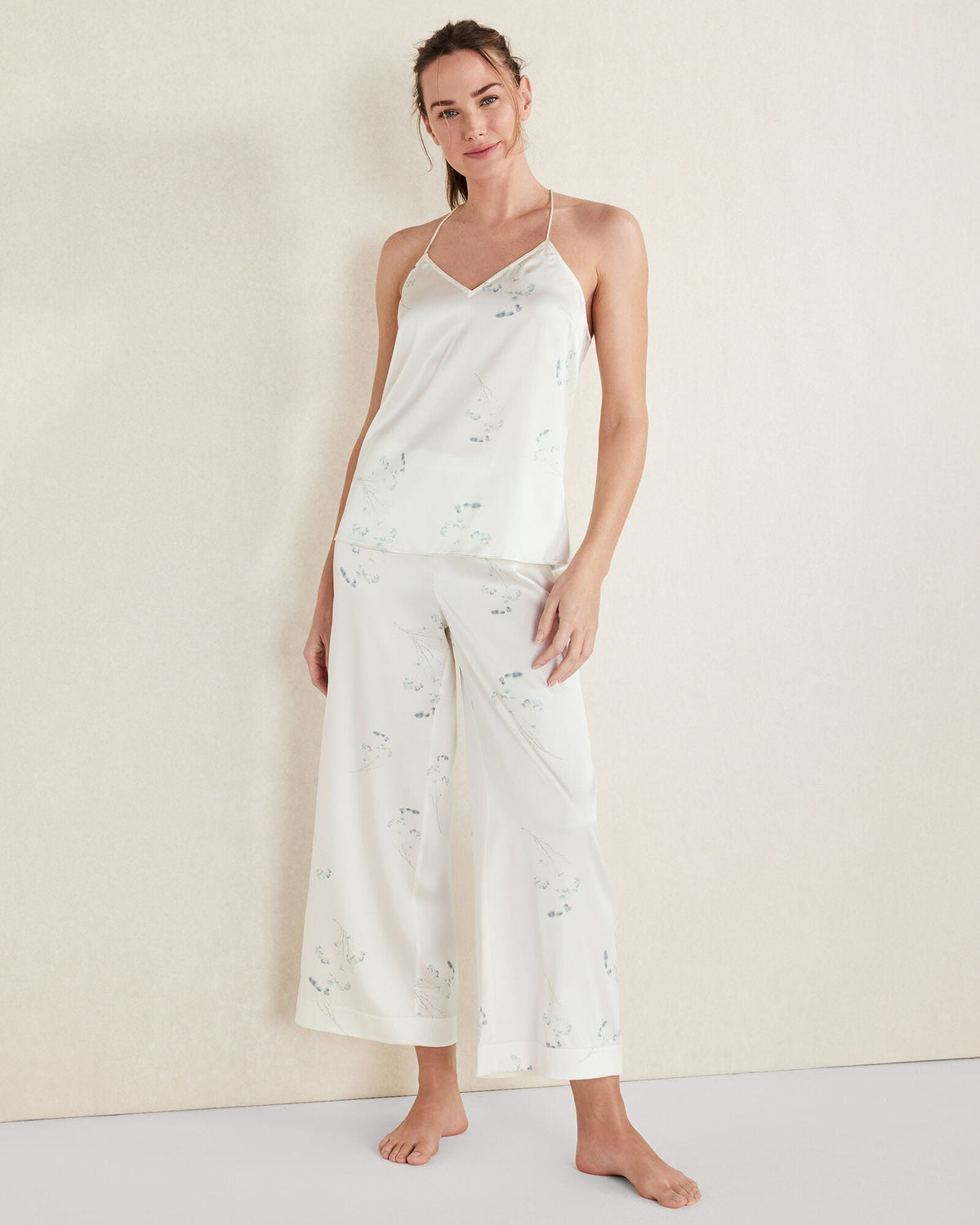 WASHABLE SILK DELICATE FLORAL V-NECK CAMI | Talbots