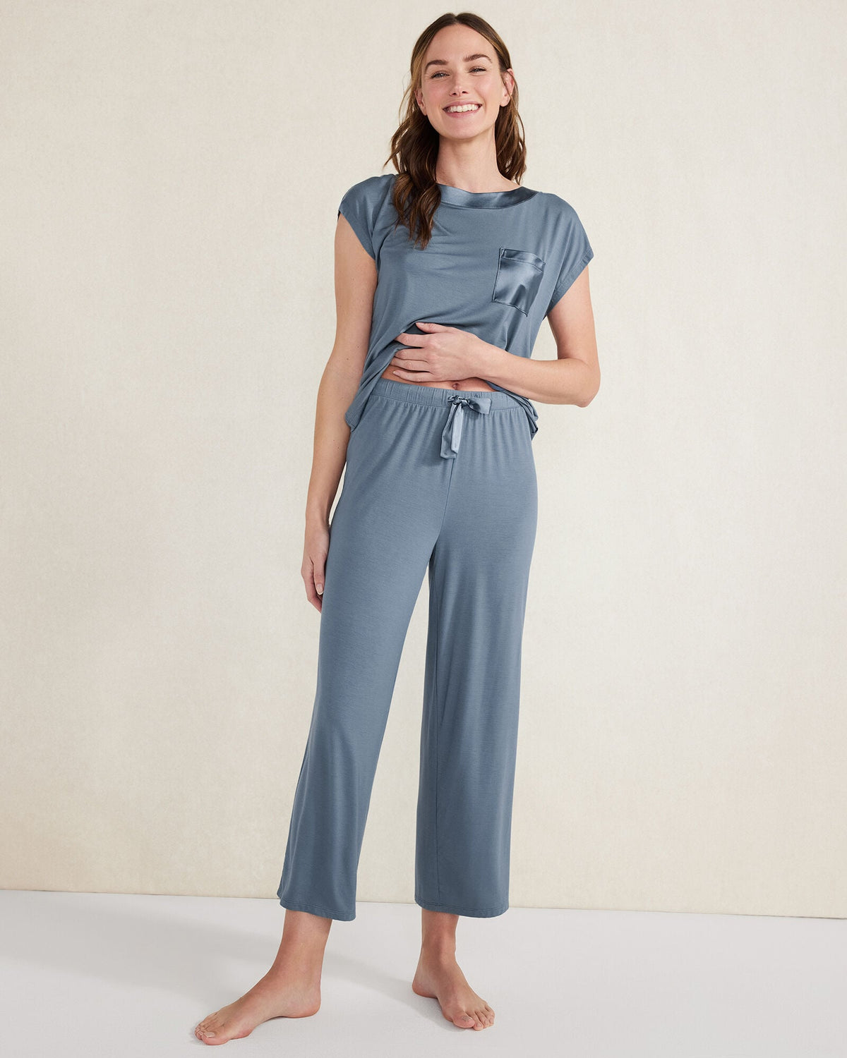 CALM & COOL CROPPED WIDE LEG SLEEP PANTS | Talbots