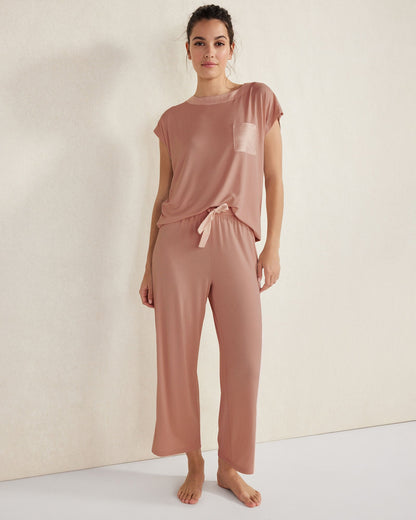 CALM & COOL CROPPED WIDE LEG SLEEP PANTS | Talbots