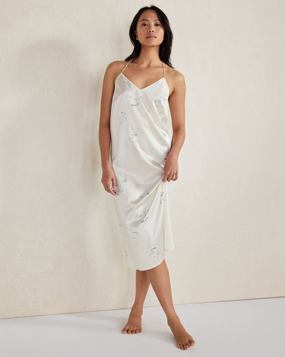 WASHABLE SILK DELICATE FLORAL CHEMISE | Talbots