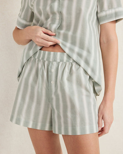 ORGANIC COTTON POPLIN STRIPE PAJAMA SET | Talbots
